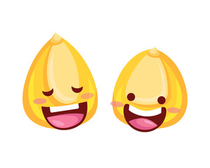 Cute Organic Corn Seed Character Illustration In Isolated White Background