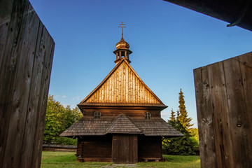 Old wooden Church in the village of Poland, Europe.