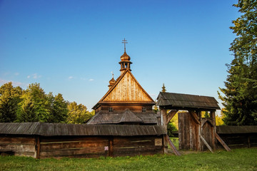 Fototapeta na wymiar Old wooden Church in the village of Poland, Europe.