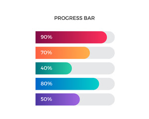 Modern Colorful Progress Bar Business Chart And Graph Infographic Elements Illustration In Isolated White Background