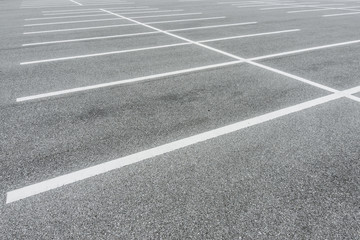 Asphalt Floor with parking lot at city center, Vacant Parking Lot, Parking lane painting on floor, copy space