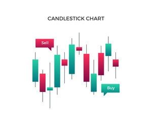 Modern Colorful Candlestick Business Chart And Graph Infographic Elements Illustration In Isolated White Background