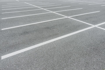 Empty car parking lot at city center, Vacant Parking Lot, Parking lane painting on floor, copy space