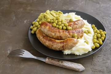 Bangers And Mash. Traditional British Dishes.