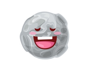 Happy Cute Moon Planet Cartoon Character Illustration