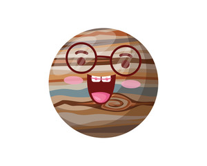 Obraz premium Happy Cute Jupiter Planet Cartoon Character Illustration