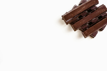 Stack of pure black chocolate bars