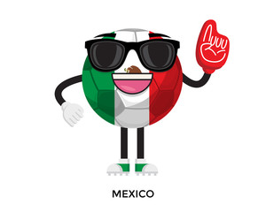Cool International Mexico Flag Soccer Ball Supporter Mascot Tournament Illustration
