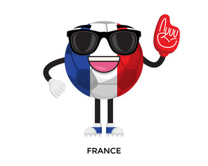 Cool International France Flag Soccer Ball Supporter Mascot Tournament Illustration