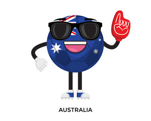 Cool International Australia Flag Soccer Ball Supporter Mascot Tournament Illustration