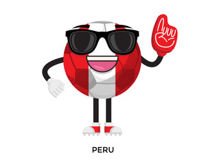 Cool International Peru Flag Soccer Ball Supporter Mascot Tournament Illustration