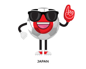 Cool International Japan Flag Soccer Ball Supporter Mascot Tournament Illustration