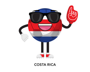 Cool International Costa Rica Flag Soccer Ball Supporter Mascot Tournament Illustration