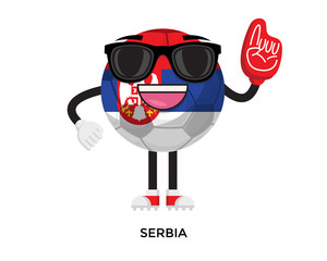 Cool International Serbia Flag Soccer Ball Supporter Mascot Tournament Illustration