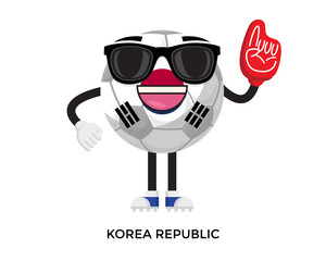 Cool International Korea Republic Flag Soccer Ball Supporter Mascot Tournament Illustration