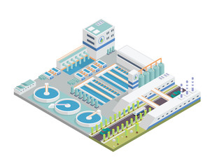 Modern Isometric Water Purification Plant Facilities, Suitable for Diagrams, Infographics, Illustration, And Other Graphic Related Assets