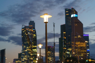 Night Moscow city district image