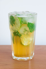 Cold beer mojito cocktail.