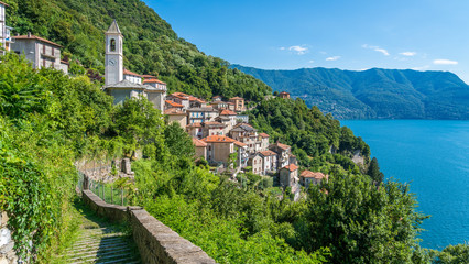 Careno, small village overlooking Lake Como. Lombardy, Italy. - obrazy, fototapety, plakaty