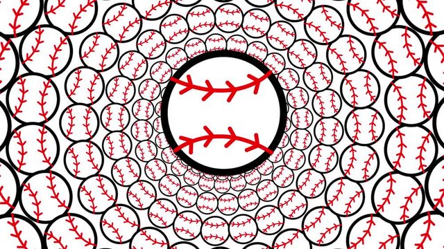 Looped Large Circular Baseball Geometric Pattern Animated Cartoon Illustrated Background Element UHD 4K