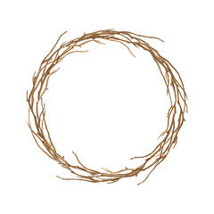 Round frame of twisted branches. - 217204673
