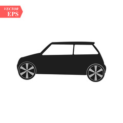 Plakat Simple Car Icon Vector. Flat Hatchback symbol. Perfect Black pictogram illustration on white background. eps10