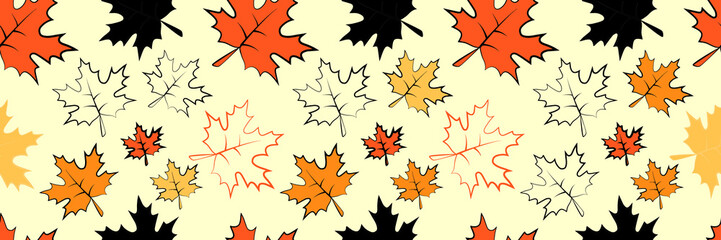 Pattern with autumn multi-colored maple leaves. Autumn background