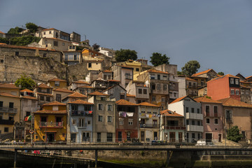 Fototapeta na wymiar Porto, Portugal. Panoramic view of colorful old houses of Porto, Portugal
