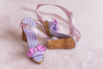 Puppet miniature shoes. Sandals for the doll own hands (handmade). Heels are made of cork.
