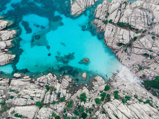 Aerial shot of a sandy cove