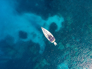 Top down view of a yacht