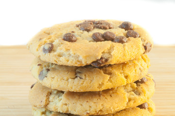 beautiful macro of chocolate cookies in white background