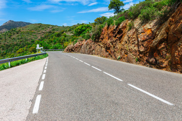 Mountain road landscape view in Pyrenees, near of Cadaques, Catalonia, Spain near of Barcelona,...