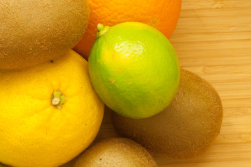 beautiful colored fruit on a cutting board