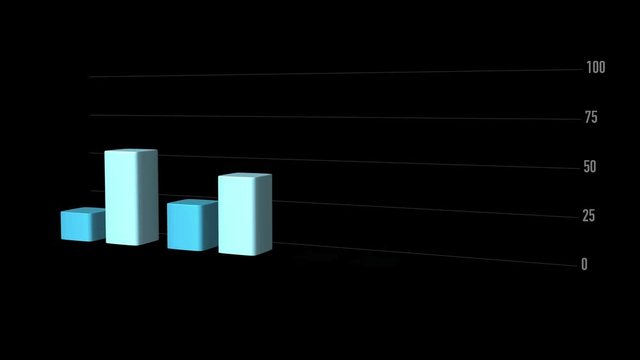 General 3D bar graph. Blue and light blue colors. Graphical animation.