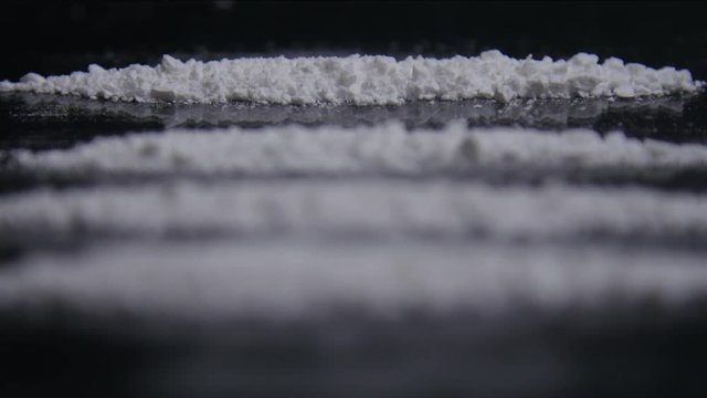 Lines Of Cocaine On Table