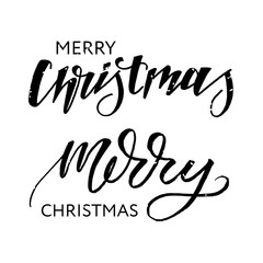 Fototapeta premium Christmas Vector Phrase Lettering Calligraphy Brush Star