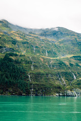 Many waterfall made of mountain creeks, Valdezr, Alaska.