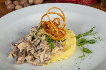 Tasty beef stroganoff