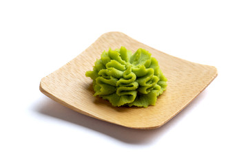 Wasabi portion on bamboo plate