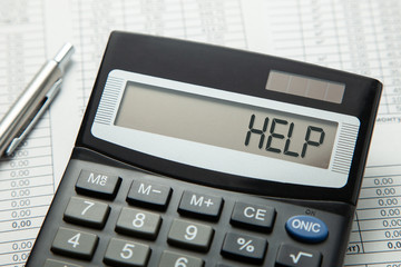 Calculator and word help on the display. Assist in calculating the revenue