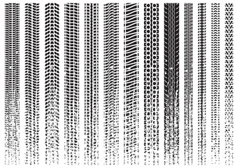 Tire tracks of various vehicles