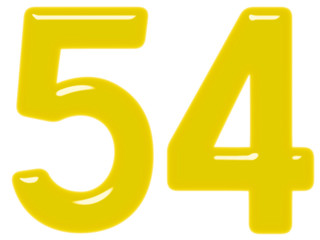 Numeral 54, fifty four, isolated on white background, 3d render