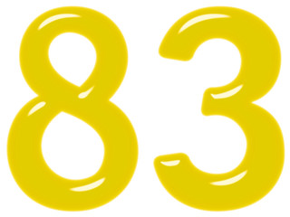 Numeral 83, eighty three, isolated on white background, 3d render