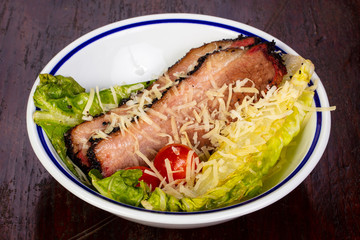 Roasted pork with salad