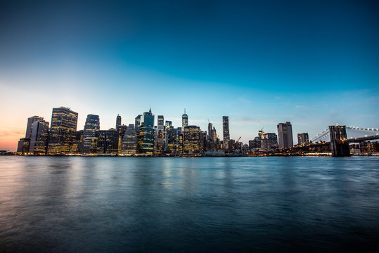 New York city sunset panorama 