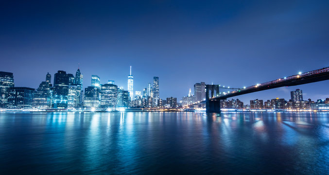 Fototapeta New York city sunset panorama 