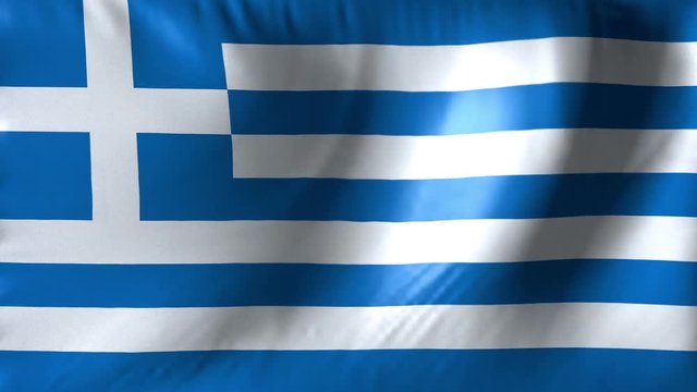 National flag of Greece. Seamless looping 4k full realistic greek flag waving against background.