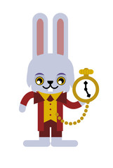 white rabbit with clock