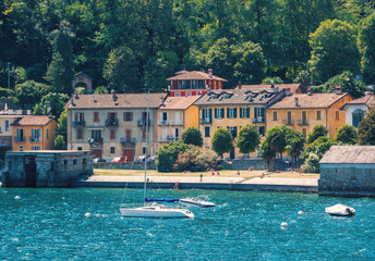 tourist resort of Lake Maggiore frequented by bathers, Cannobio, Italy